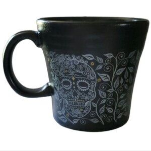Fiestaware Fiesta Black Tapered Mug Cup Skull & Vine Sugar 15 Oz CERAMIC